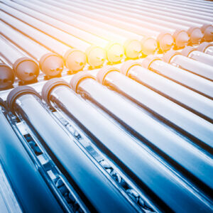 Solar water heating cylinders on roof